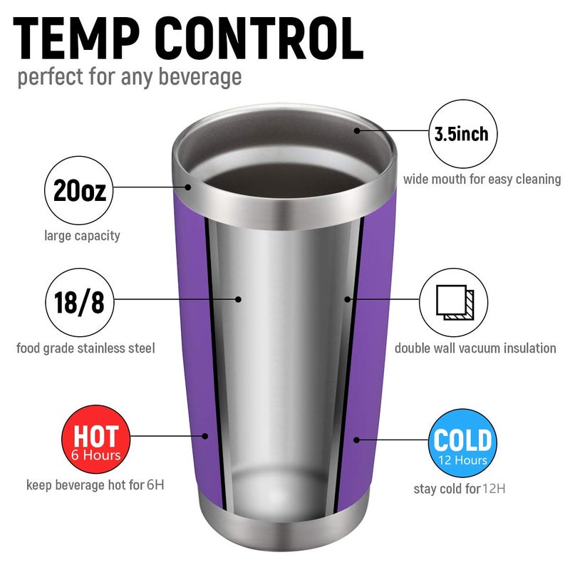 COMOOO 20oz Double Wall Vacuum Insulated Travel Mug, Stainless Steel Tumbler with Lid and Straw for Women Durable Powder Coated Insulated Coffee Cup for Cold & Hot Drinks(Purple, 1 Pack) - Image 2